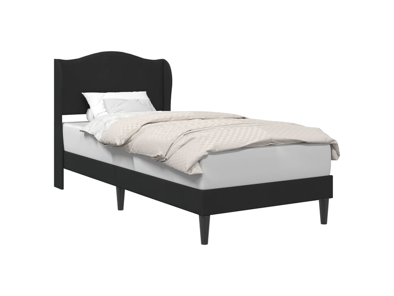  Lit simple- lit adulte -  cadre de lit avec tête de lit noir 80 x 200 cm velours  - Conforama A