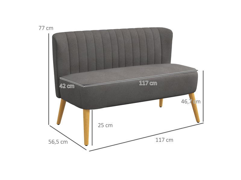  Canapé 2 places 117 x 56,5 x 77 cm gris foncé en polyester, mousse avec ressorts et dossier souple  - Conforama C
