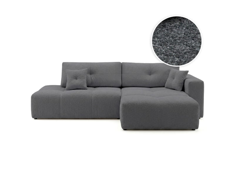  Celine - canapé d'angle fixe convertible 4 places en bouclette  - Conforama A