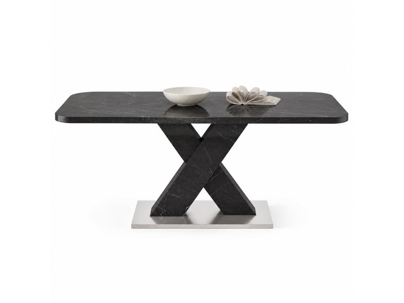  Table à manger rectangulaire, 120-160x80x76,5 cm, extensible, repas, salle à manger, design moderne, mdf, coloris noir  - Conforama A