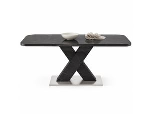 Table à manger rectangulaire, 120-160x80x76,5 cm, extensible, repas, salle à manger, design moderne, mdf, coloris noir
