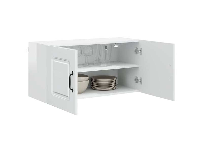  Meuble mural de cuisine | armoire de cuisine blanc brillant 80x31x40cm shl9750  - Conforama C