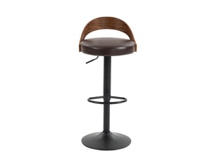 Lot de 2 tabourets de bar réglables 360°,avec dossier effet noyer,pu,marron