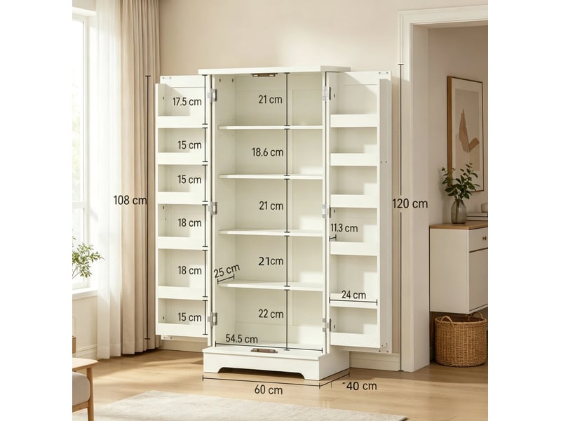  Buffet de cuisine 2 portes en mdf et panneau de particules beige, 60 x 40 x 120 cm, rangement réglable  - Conforama C