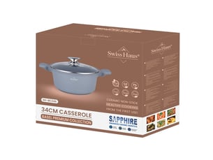 Faitout 34cm avec couvercle 10,1l tous feux dont induction gris swiss haus sh-bc34s