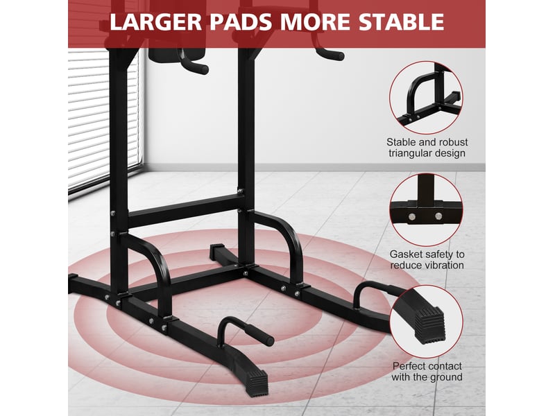  Tour de musculation multifonction noire en métal réglable, pour tractions, dips et entraînement à domicile  - Conforama D