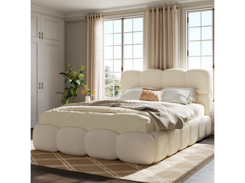 Buffet bas 140x40x80 cm avec 2 portes en corde tressée et 3 tiroirs, pieds boule en pin, meuble de rangement salon salle à manger, naturel BUYDEEMEUS - Conforama B