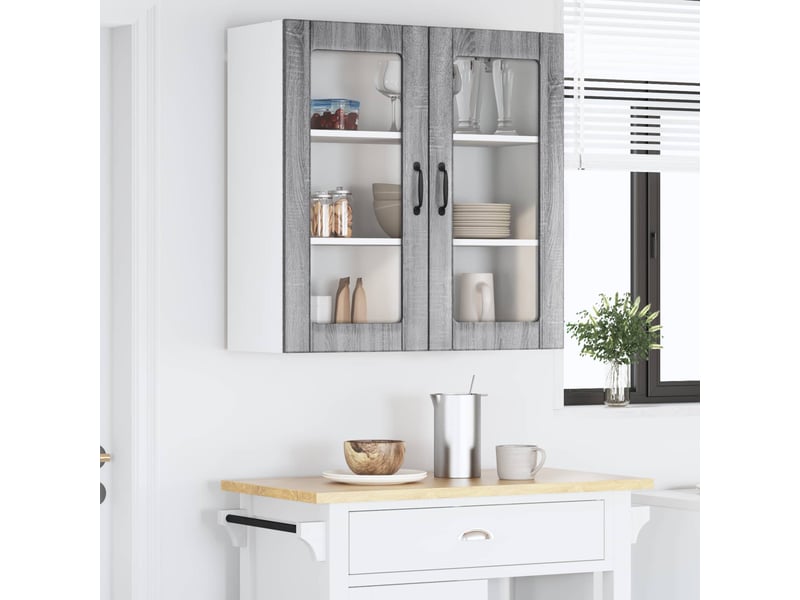  Meuble mural de cuisine, cabinet en verre mural sonoma gris 80x31x80cm  - Conforama D