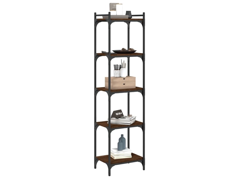  Bibliothèque 5 niveaux, armoire à livres chêne marron 40x30x154cm bois ingénierie  - Conforama C
