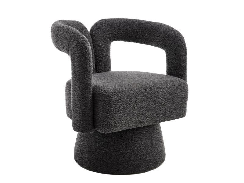  Fauteuil pivotant à 360° en tissu bouclé gris foncé W2845P311450 - Conforama B