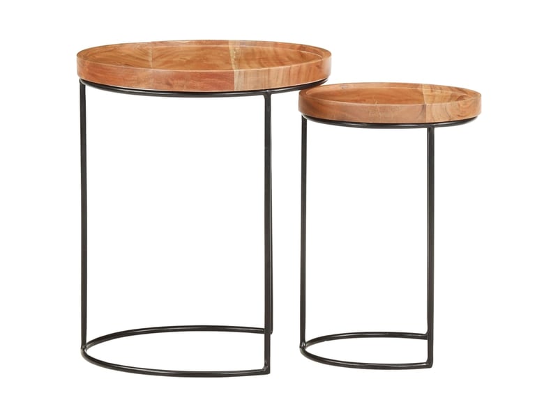  Ensemble de table basse 2 pcs bois d'acacia massif et acier  - Conforama C