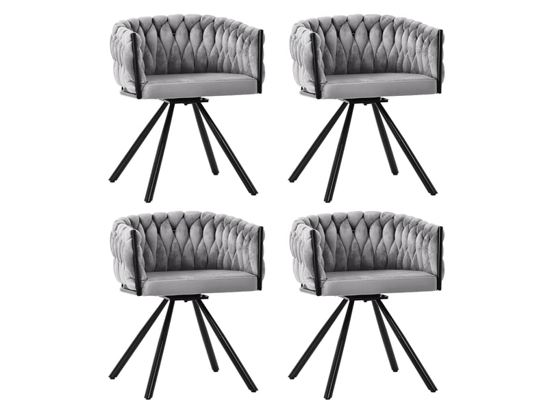  Chaises de salle à manger lot de 6 pivotantes 360° - lpospi - dossier courbé, assise rembourrée, velours - gris  - Conforama E