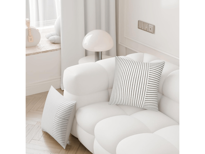  Lot de 2 housse de coussin - 16 x 16 cm, 2, beige patchwork  - Conforama E