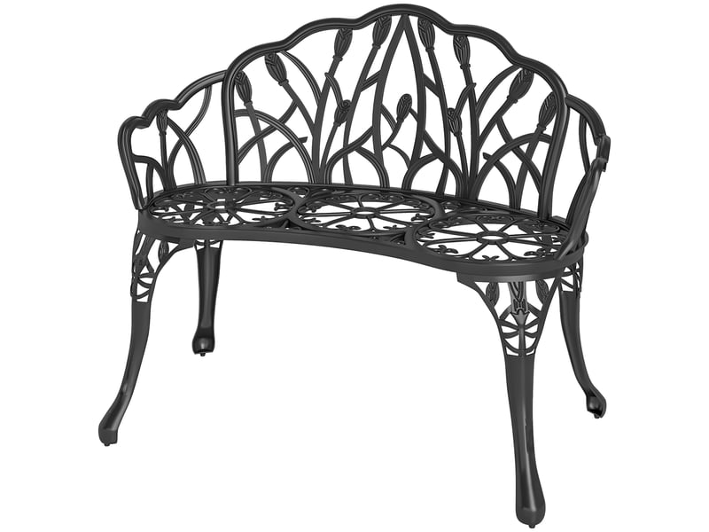  Banc de jardin 2 places en fonte d'aluminium avec dossier tulipes 99 x 57 x 78 cm  - Conforama B