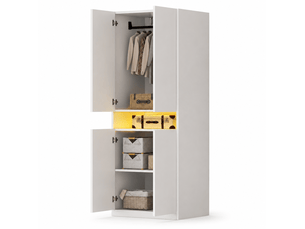 Armoire avec led blanche 70 x 55 x 180 cm en mdf, avec penderie et rangement pour une chambre organisée