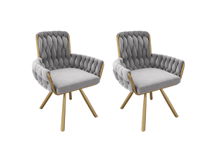 Lot de 2 chaises de salle à manger pivotantes,avec accoudoirs,velours,gris