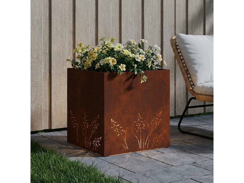  Jardinière - cache-pot de jardin rouillé 50 x 50 x 49 cm acier patiné  - Conforama C