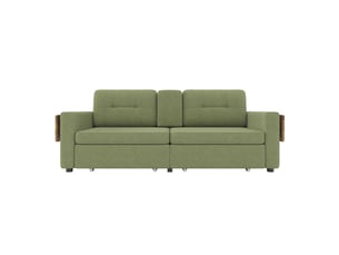 Canapé droit fixe 2 places Tissu vert avec coffre de rangement