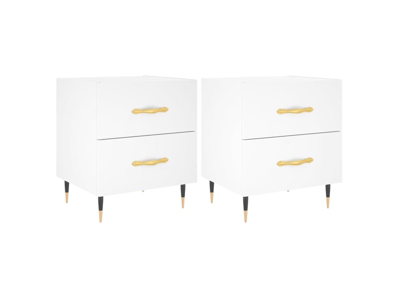  Vidaxl lot 2 tables chevet blanc bois fer 40x35x47,5cm table nuit chambre salon  - Conforama A