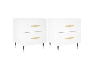 Vidaxl lot 2 tables chevet blanc bois fer 40x35x47,5cm table nuit chambre salon