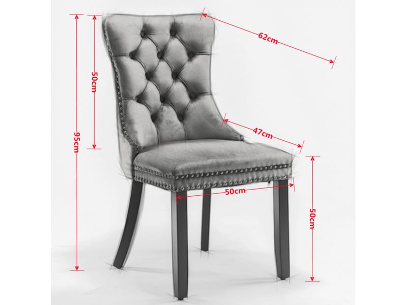 Lot de 2 chaises de salle à manger en velours bleu avec pieds en bois - Conforama E