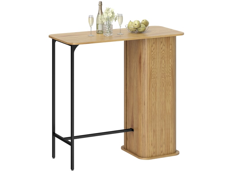  Table de bar, table haute, mange debout panneau de particules, couleur bois naturel 112x50x106cm  - Conforama A