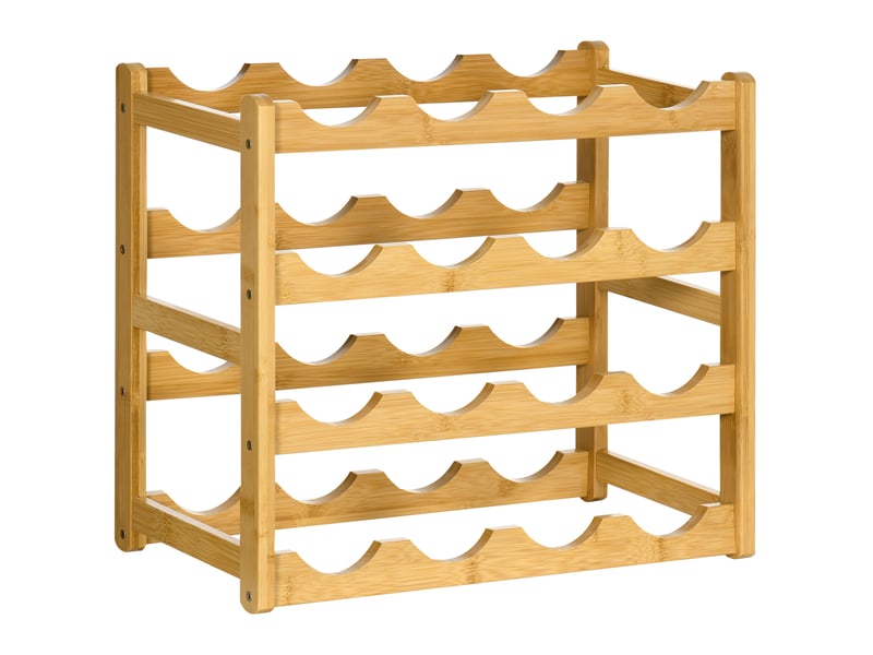  Range-bouteilles casier porte-bouteilles en bois de bambou 4 niveaux 16 bouteilles bois naturel 43 x 23,5 x 38 cm  - Conforama B