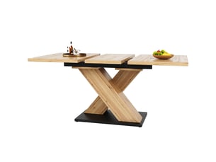 Table à manger extensible 119-158, 5 x 80 x 75 cm, table de cuisine rectangulaire, 4 à 6 personnes pour salon, naturel