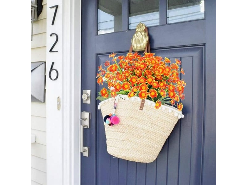  Daisy artificielle - fleur synthétique pour décoration intérieure et extérieure - bouquet de 6 pièces avec tiges flexibles et feuillage vert dense  - Conforama E