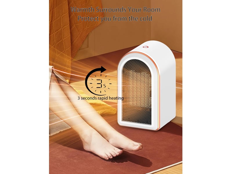  Chauffage électrique silencieux avec protection contre la surchauffe et le basculement, chauffage en céramique ptc, adapté au bureau et à la chambre, 800 w, blanc LH00000482JY - Conforama D