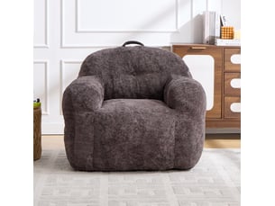 Fauteuil pouf avec accoudoirs 95x95x79 cm – gris foncé – garnissage en mousse déchiquetée, sans montage