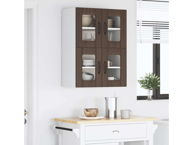 Meuble mural de cuisine, cabinet en verre mural 2 pcs chêne brun bois d'ingénierie shl3762 - Conforama D