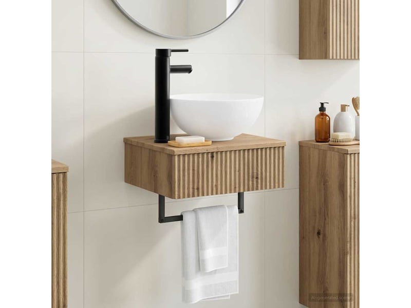  Basin de lavage mural, lavabo chêne artisanal 40x35x39 cm  - Conforama B