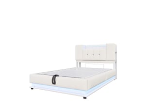 Lit coffre 90x200 cm <strong>OOIILLEE</strong> <strong>Luxe haut de gamme</strong> coloris beige
