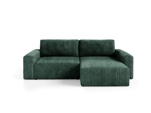 Canapé d'angle réversible convertible 4 places Velours côtelé vert avec coffre de rangement
