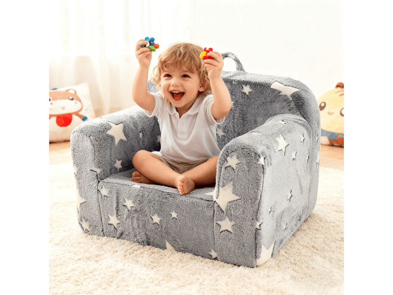 Canapé - canapé enfant avec accoudoirs et poignée, en mousse - 64x49x49 cm gris  - Conforama C