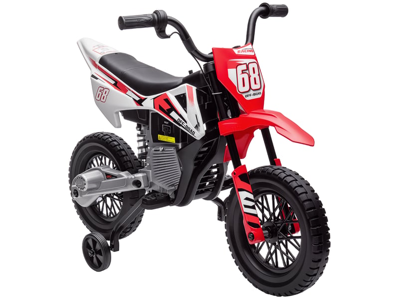  Moto électrique pour enfants de 3 ans et plus, batterie 12 v, musique et roues auxiliaires, capacité de charge de 30 kg, rouge  - Conforama A