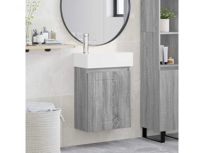 Meuble de rangement salle de bain avec robinet sonoma gris shl832 - Conforama B