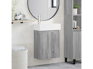 Meuble de rangement salle de bain avec robinet sonoma gris shl832