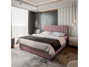 Lit avec rangement 140x200 cm <strong>MASSENO</strong> <strong></strong> coloris rose
