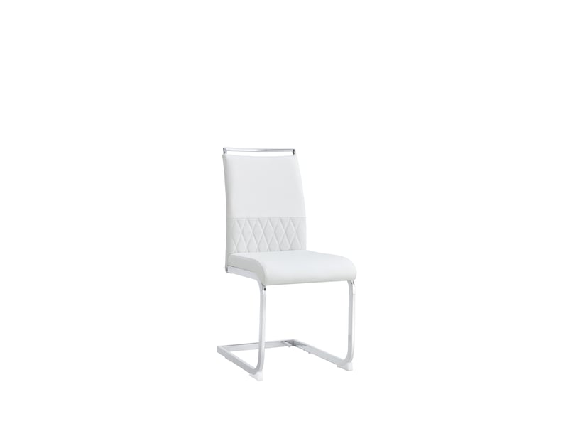  Lot de 6 chaises de salle à manger modernes – blanc, simili-cuir et lin, dossier haut matelassé  - Conforama A