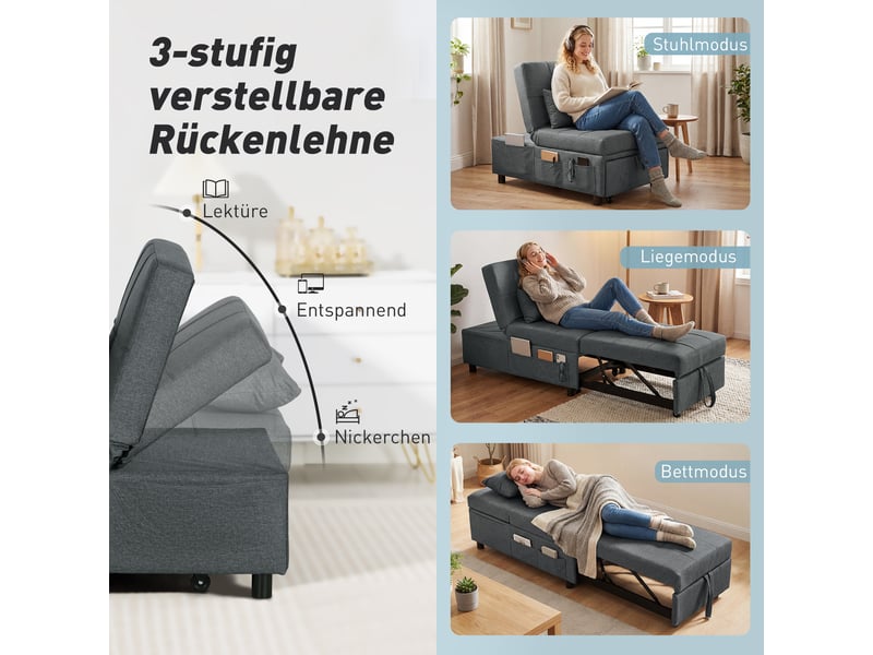 Fauteuil convertible 4 en 1 avec dossier inclinable et coussin 65,5 x 104 x 81 cm - Conforama E