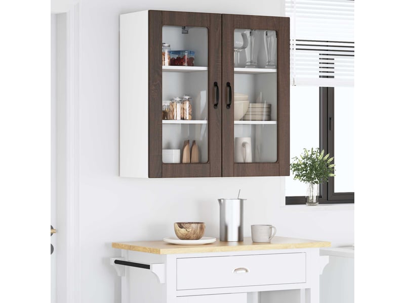  Meuble mural de cuisine, cabinet en verre mural 2 pcs chêne brun bois d'ingénierie shl7988  - Conforama D