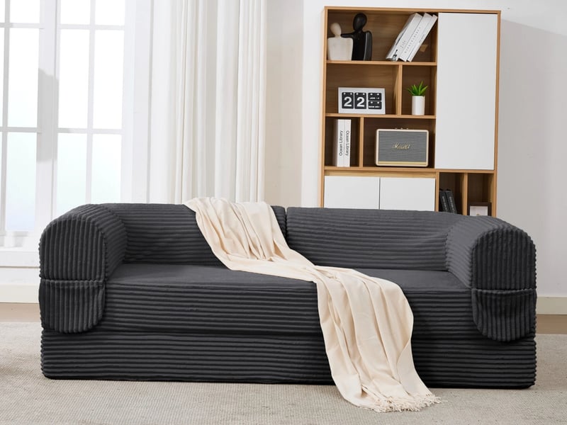  Canapé droit convertible ,2 places,pour salon, appartement et chambre d'amis,190x78x65cm,gris  - Conforama B