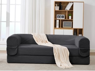 Canapé droit compressé convertible BIQZUYA 2 places Tissu gris