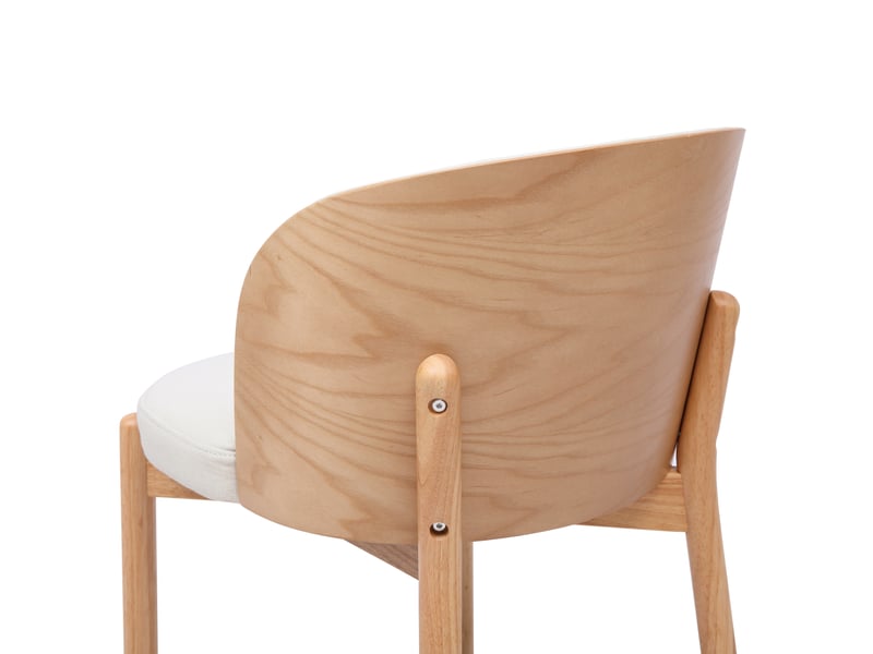  Lot de 4 chaises de salle à manger en tissu beige et bois clair, dossier enveloppant pour vos repas conviviaux  - Conforama E