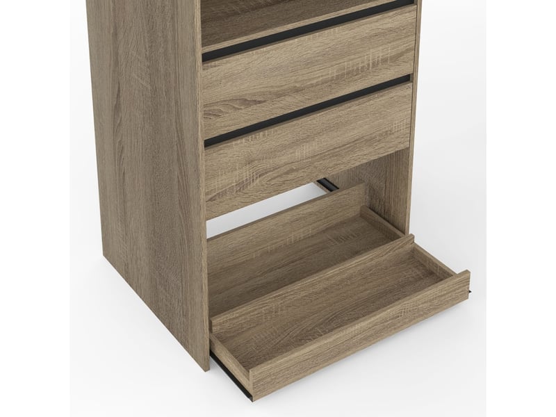 Dressing double xxl meryl 220 cm hêtre avec porte pantalons + étagères + tiroirs + rangements à chaussures et noir  - Conforama E