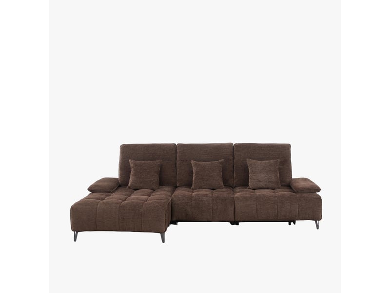  Canapé d'angle relax électrique en tissu matelassé marron - angle  - Conforama A