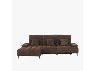 Canapé d'angle relax électrique en tissu matelassé marron - angle