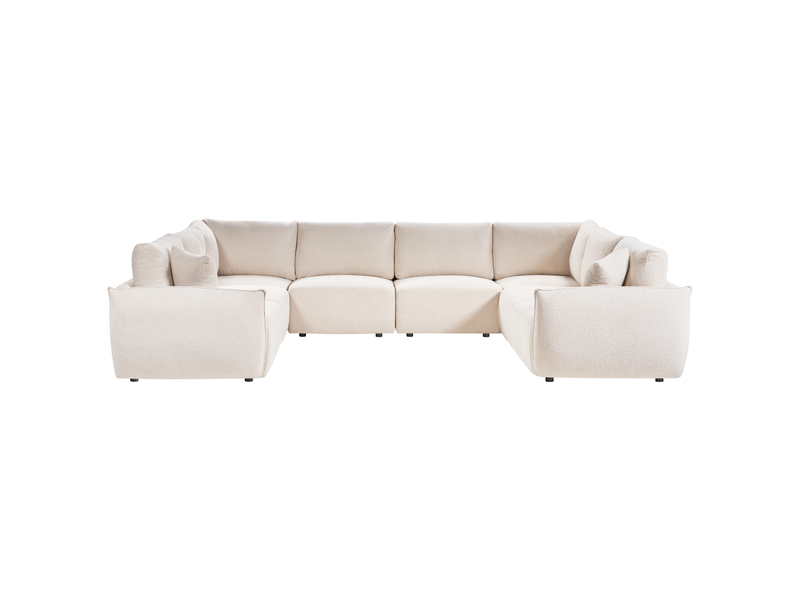  Canapé modulable en forme de u 8 places mesnali bouclé blanc cassé  - Conforama D